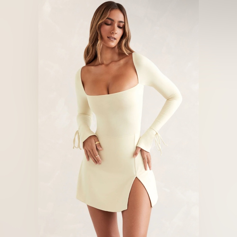 Oh Polly! Cream Long Sleeve Dress